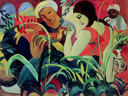 MSTECO Leinwand Bilder Kunstdrucke Abstrakt Poster Berühmtes Gemälde Orientalische Frauen von August Macke für Wohnzimmer 60x90cm