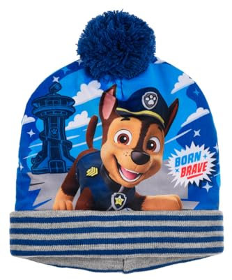PAW PATROL Jungen Mütze mit Bommel Wintermütze (DE/NL/SE/PL, Numerisch, 54, Hellblau)