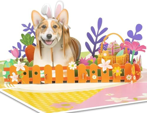 GREETING ART Pop Up Osterkarte, Frohe Ostern Karte,Pop Up Karte Hund,Frohe Ostern Karte,3d Osterkarten, lustige Ostergeschenke für Kinder, Ehemann, Ehefrau, Sohn, Tochter