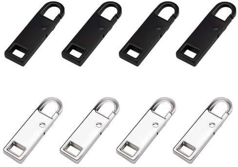 Cerniera Tira Sostituzione,Tiretti per Cerniere,8 pezzi Zip Cerniera,cursori per cerniere lampo,Cursore Cerniera Ricambio,Per Vestiti, Bagagli, Valigia, Jeans,Zaino,Mestiere Fai Da Te