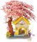 GaoDeBuChou Sakura Wunschbaum und Haus, Baustein-Set, 1500-teilig, Kirschblüten-Bonsai, Mini-Micro-Ziegelstein-Set, Blumen, botanisches Geschenk für Erwachsene ab 14 Jahren (mit Licht-Set)