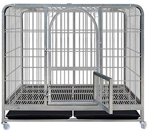 Robuste Hundebox aus Metall für Hunde, Fox Hound, Collie, Golden Retriever, Husky, Schmiedeeisenmaterialien und Universalräder, hauptsächlich geeignet für Haustierkäfig, (Silber 110 x 72 x 95 cm)