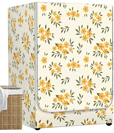 Odot Washer Dustproof Cover Front Load, Washing Machine Dryer Protector Sunscreen Waterproof Tumble Dryer Case Protective Cover for Most Front Loadi (yellow flower,S-capacity 4-7.5kg)