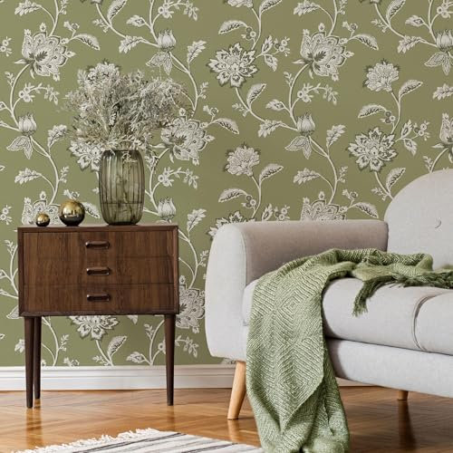 Fine Decor FD43454 Juliette Floral Papier peint Sauge