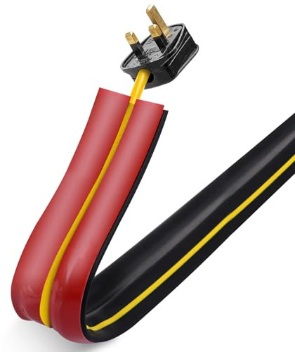 AKOLAFE 2 Roll Cable Protector 3M Outdoor Wire Cord Protector Self Adhesive Rubber Cable Cover Heavy Duty Black Cable Trunking（ 3 Cord Channels）