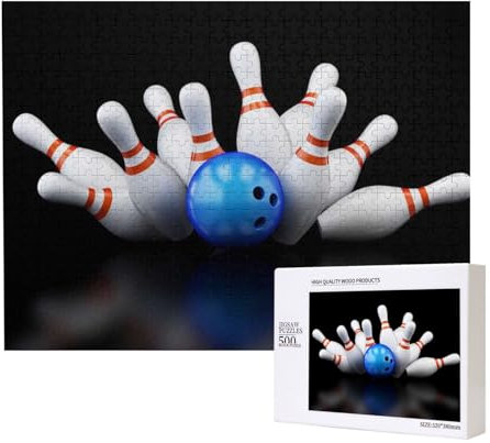 Bowling-Flasche-Druck, Puzzle 500 Teile, Holzpuzzle, Spielzeug, Familienspiel, Wanddekoration für Erwachsene und Teenager