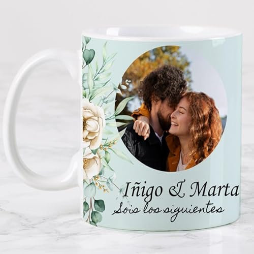 Wanapix | Taza Personalizada con Foto y Texto | Regalo Sois los Siguientes | Detalles Boda para Invitados | Taza Cerámica | 325 ml