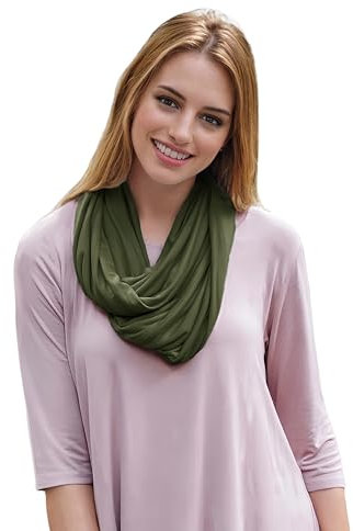 Lina & Lily Modal Premium Jersey Loop Schal für Damen Herren (Olivgrün)