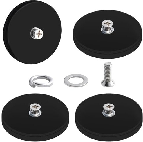 Aenienoe Neodym Magnete Gummiert 43mm Magnet mit Gewinde 15kg Sehr Starke Magnete Gewinde,Gummierte Magneten Innen-Gewinde M4 4Stück