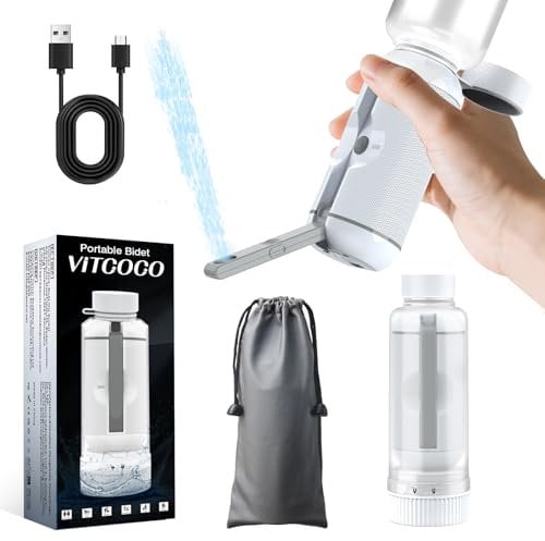 VITCOCO Rechargeable Travel Bidet, IPX7 Electric Portable Bidet Sprayer, 2 Pressure Modes Toilet Water Sprayer, Intimate Shower, Save Paper, Essential for Postpartum, Infant, Perineal, Hemmoroid Care