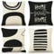 OYIMUA Leinen Kissenbezug 40 x 40 4er Set Schwarz Geometrische Muster Dekokissen Quadratisch Sofakissen Outdoor Kissen