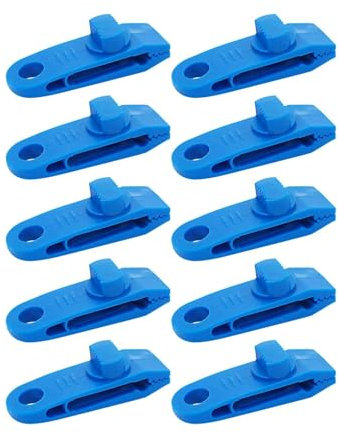 perfk Lot de 10 Pinces Robustes pour tentes et bâches, Fixations pour auvents de Bateaux et tentes de Camping en Plein air, Bleu