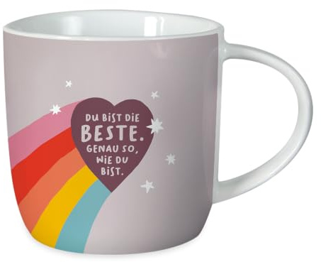 Grafik-Werkstatt Kaffeetasse - Du bist die Beste - Porzellan, 300 ml | Kaffeebecher mit Spruch oder Smiley-Motiv – lebensmittelecht, spülmaschinen- und mikrowellengeeignet