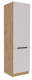 Kuechen-preisbombe Küchen Hochschrank 60 cm Solano Kaschmir beige + Eiche Artisan matt Küchenzeile Küchenblock Küche