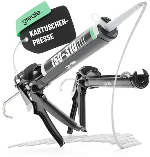 greate 2x Kartuschenpresse mit Übersetzung 25:1 & Nachlaufstopp - Silikonspritze für 150-310 ml Dicht- & Klebstoffkartuschen - Kartuschenpistole für Silikon, Acryl & Kleber - Silikonpistole