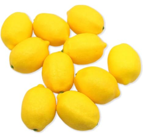 Pabbyeey 10 Piezas Limones Artificiales Amarillos Realistas, Falsas Limone