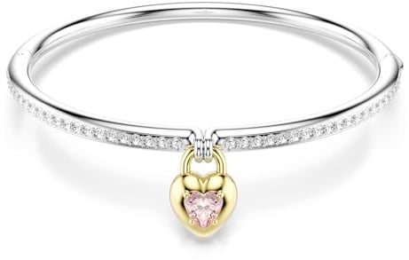Swarovski Idyllia Kollektion Armreif, Mixed Cuts, Herz, Rosa, Mischmetall-Finish
