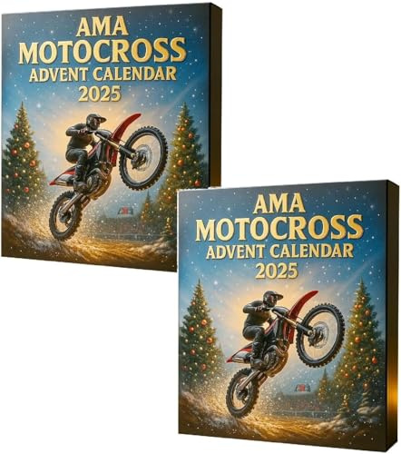 Motocross Adventskalender 2025, 24 Tage Weihnachten Countdown mit Mini Dirt Bikes, Racer Figuren & Gear Charms Ornamente, 2D Acryl Motorrad Dekor für Weihnachten, Geschenk für Motocross Liebhaber (2