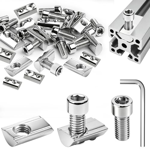 Hexizexi 60 piezas de ranuras M4 8 serie 30 M4 Tuerca deslizante de acero al carbono con bola de resorte para perfil de aluminio impresora 3D CNC con 60 tornillos M4 x 12 y 1 llave Allen
