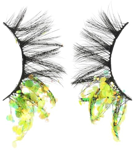 KICHOUSE 2 Pcs Faux Cils Luminux Glitter pour Maquillage Événements Déguisement à Appliquer Facilement