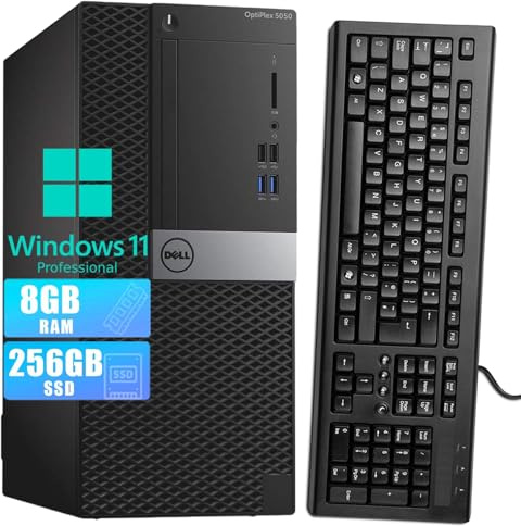 Dell Optiplex 5050 Mini Tower Ordenador de Escritorio, Intel Core i5-7500, 8 GB RAM, 256 GB SSD, WLAN, Bluetooth, teclado QWERTY americano, Windows 11 Pro (reacondicionado)