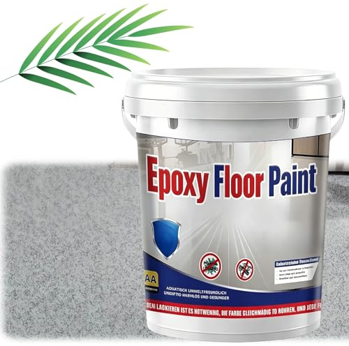 Jelaqmot Epoxy Colored Sand Floor Paint, Self-Leveling High-Gloss Marble Effect, Waterproof Non-Slip Wear-Resistant Coating (Gray)