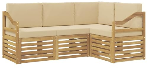vidaXL Sofagarnituren 4 pcs Weiß und Beige 185,5 x 126,5 x 73 cm, Garten Lounge Set, modernes Sofa, gemütliche Terrassenmöbel für die perfekte Sitzgelegenheit