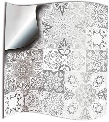 48 White Grey Kitchen Bathroom Peel n Stick Tile Stickers for Kitchen Bathroom Wall backsplash 10 x 10cm Tile Decals 4 x 4 inch Square Tiles Stickers