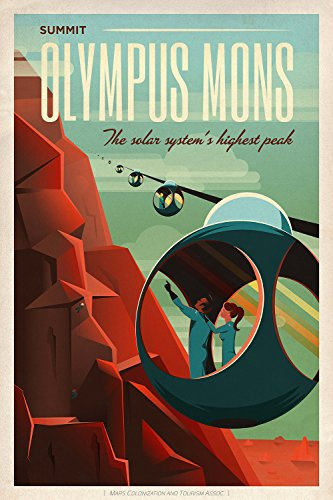 SpaceX Mars Tourism Poster for Olympus Mons - Large - Semi Gloss Print