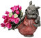 Pacific Giftware Gartenfigur Drache mit Übertopf rechts - Gartendrache 32,5 cm hoch - Fantasy Deko Statue Blumentopf Mehrfarbig