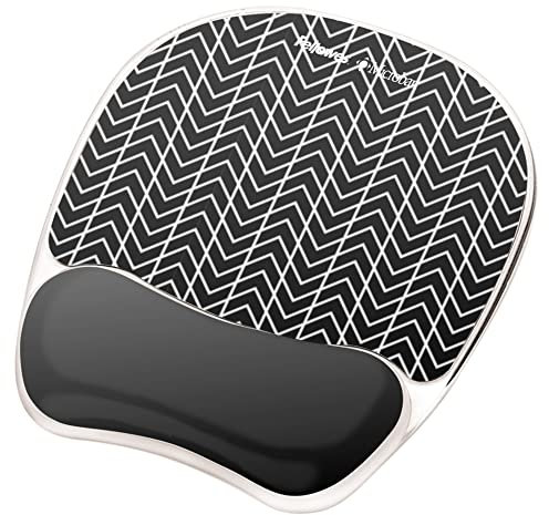 Fellowes Photo Gel Mouse Pad and Wrist Rest with Microban Protection, Black Chevron (9549901)