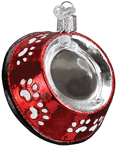 Old World Christmas Glass Blown Ornament Dog Bowl (32285)