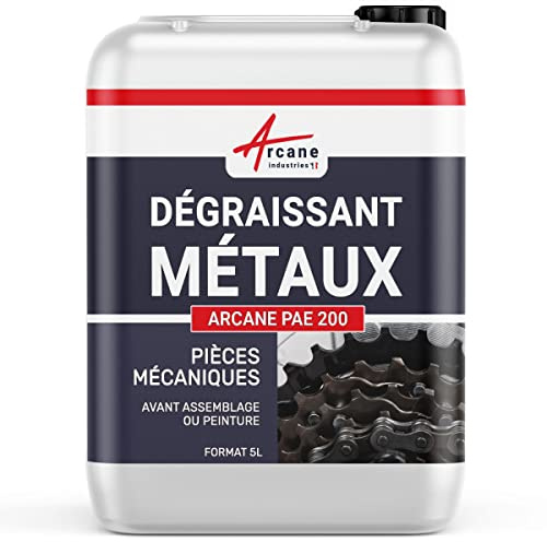 Nettoyant Dégraissant Métaux Chaîne Vélo Moto Auto 5 L | Dégraisse la Mécanique, Respecte Métaux et Films de Peinture, Chaînes Vélo, Moto, Outillage - Arcane Industries