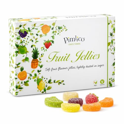 Pimlico Vegan Fruit Jellies sweets 200g | Candy Gift Box with Natural fruit Jelly Sweets Gift Box | Gelatin-Free | Perfect Vegan Gift jelly fruits