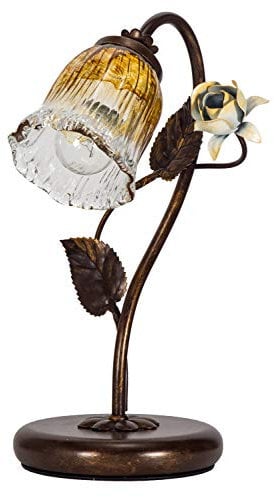 Helios Leuchten 403757/1 Florentiner Tischleuchte Tischlampe | Blüten chabby chic | Florale Lampe Leuchte Kronleuchter Landhausstil | 1 x E14