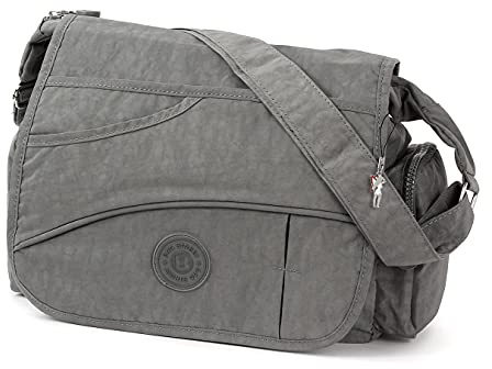 WASSERABWESENDE DAMEN TASCHE SCHULTERTASCHE UMHÄNGETASCHE STOFFTASCHE Grau 2222