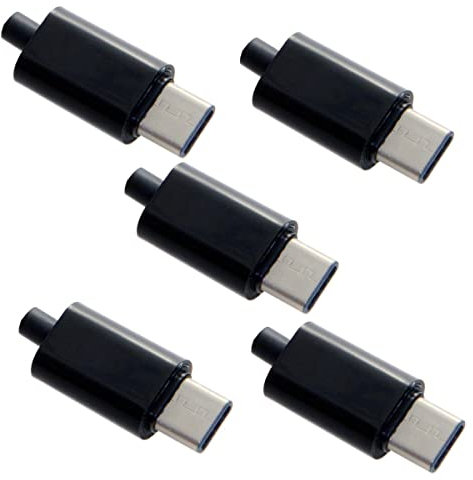 cablecc 5 Set DIY 24pin USB 3.1 Typ C USB-C Stecker SMT Typ mit schwarzer Gehäuseabdeckung