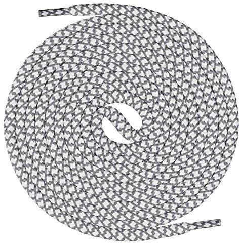 Mount Swiss runde Premium-Schnürsenkel für Arbeitsschuhe Wanderschuhe und Trekkingschuhe - 100% Polyester - extrem reißfest - ø 5 mm - Farbe Weiß-Grau Länge 60cm