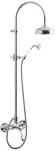 Jugendstil Retro Badezimmer Duschgarnitur Brausemischer mit Säulenbrause Silber/Weiß - Dusch Armatur Brauseset