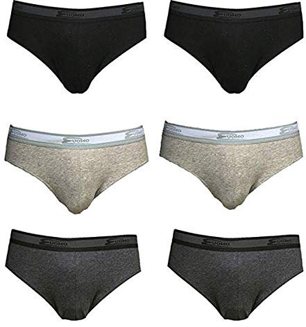 Cotonella Slip Uomo in Cotone BIELASTICO con Elastico PARLATO -Confezione da 6 Slip - Disponibile nei Colori Bianco, Nero o Assortito