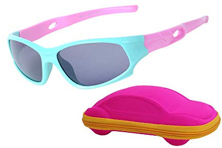 JoXiGo Sport-Sonnenbrille für Kinder, polarisiert, bruchsicher, für Jungen und Mädchen (3-12 Jahre) + Brillenbänder + Brillenetui