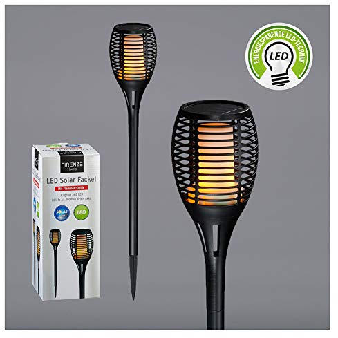 LED Solar Fackel Garten Flamme Gartenfackel Flammeneffekt amber 12 SMD LED ca. 50 cm
