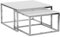 Beliani Quadratisch, minimalistisch und modern: Couchtisch 2er Set in Weiß mit polierten Metallbeinen und Silber Glastischplatte Brea