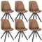 WOLTU Esszimmerstühle 6er Set, Küchenstuhl, Skandinavisch Design, schminktisch Stuhl, Loungesessel, Polsterstuhl, Retro Design Gepolsterter Stuhl, Sitzfläche aus Stoffbezug, Dunkelbraun, BH268dbr-6