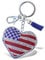 Aqua79 USA Flag Heart Keychain - Sparkling Rhinestones Charm with Tassel, Fashionable Stylish Polyester PU Flag Key Ring Bling Crystal Jewelry Accessory Clasp For Keychain, Multicolor, One Size