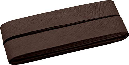 Unifarbenes Schrägband, Baumwolle, vorgefalzt, 20 mm breit - 2 Packungen á 5 Meter, Braun