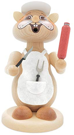 Kuhnert - Erzgebirgische Holzkunst Räuchermann Räucherfigur Hamster 20cm - Fleischer