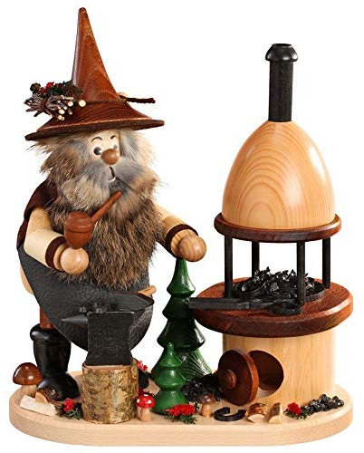 DWU Drechselwerkstatt Uhlig Räuchermann Waldwichtel Schmied, Figurine, Holz, braun
