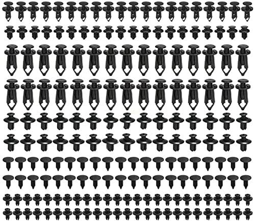 Clip Rivetto di Fissaggio in Plastica,190 Pezzi 6 Dimensioni Set Rivetti in Plastica per Auto,Fermagli per Fissaggio Automatico,per Auto,Camion,Motocicli,Autobus e Treni,ecc.(Nero)