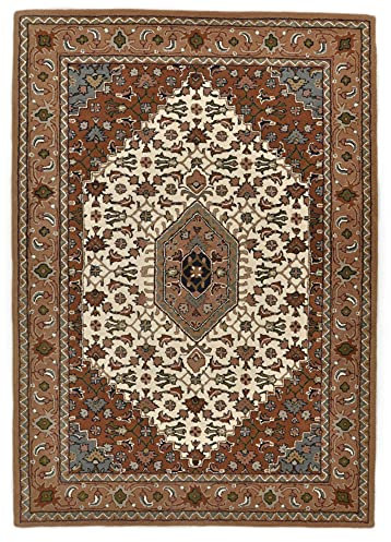 Theko | Teppich Royal Persian aus 100% Schurwolle | IWS | handgetuftet | Farbe: Beige | Größe: 60 x 90 cm